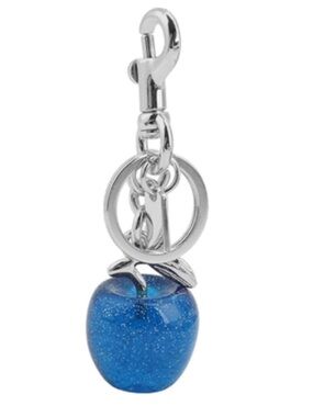 Blue Glitter Apple Bag Purse Charm Key Chain NWT